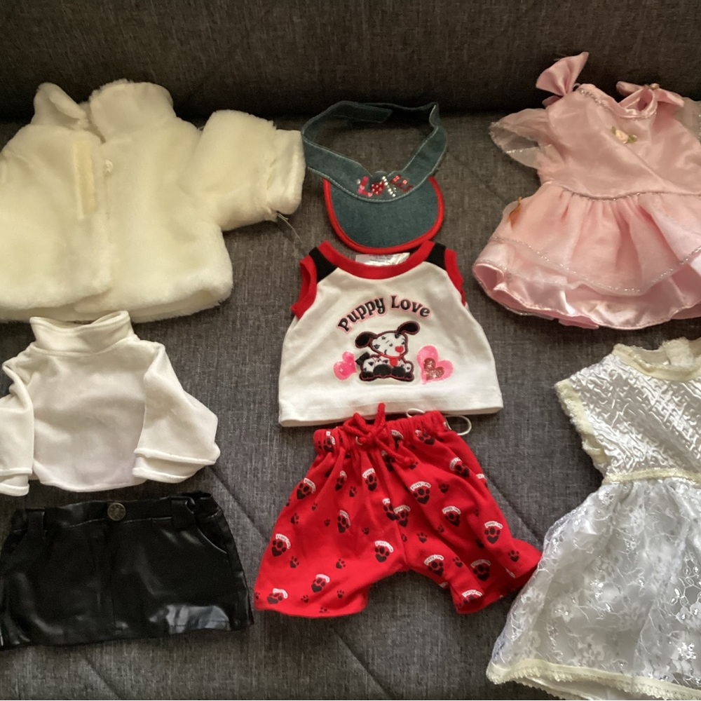 Build-A-Bear Doll Clothing Set - White, Pink, Red, Black